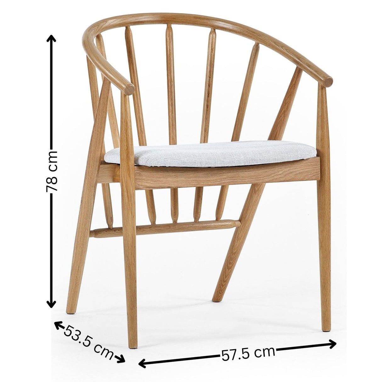 Wooden Dining Chair With Fabric Seat - Rory