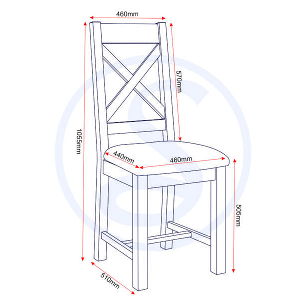 Wooden Dining Chairs Cross Back in Set Of 2 - Windsor