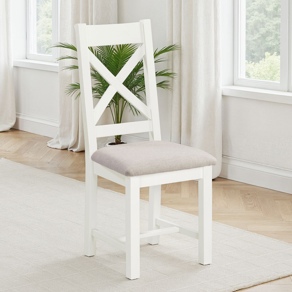 Wooden Dining Chairs Cross Back in Set Of 2 - Windsor