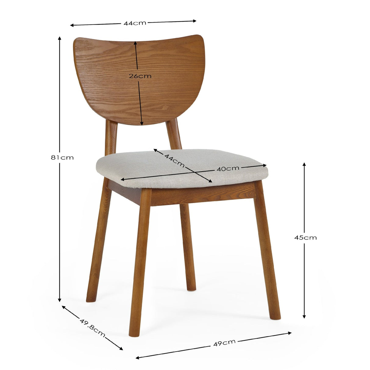 Wooden Dining Chairs in Set Of 2 - Lowry