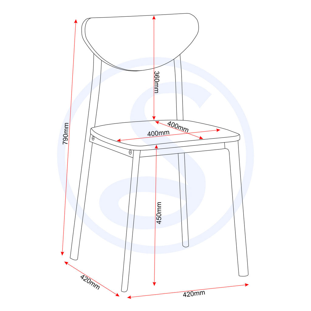 Wooden Dining Chairs in Set Of 2 - Riley