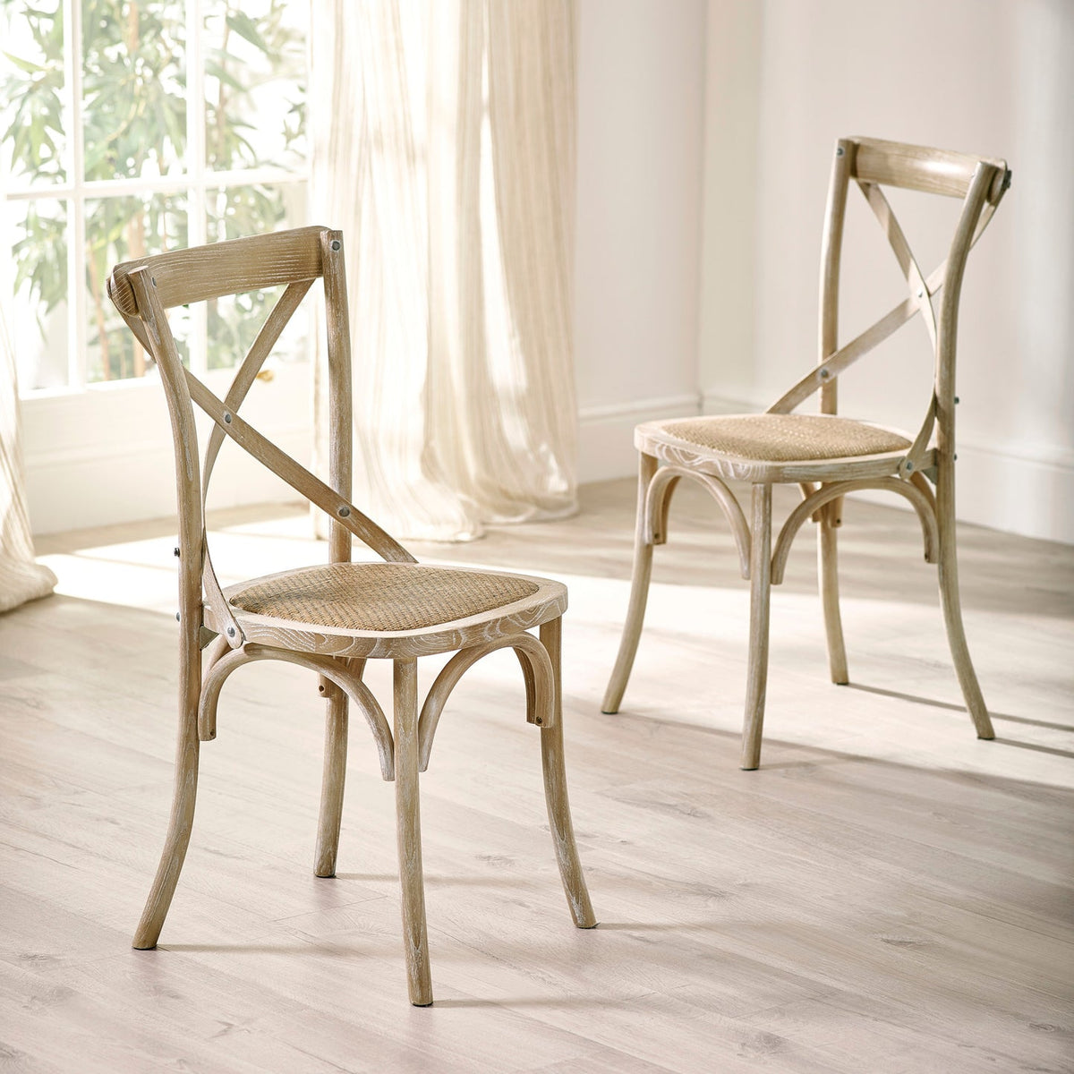 Wooden Dining Chairs Set of 2 Satie – Solid Wood Cross Back | Cozy ...