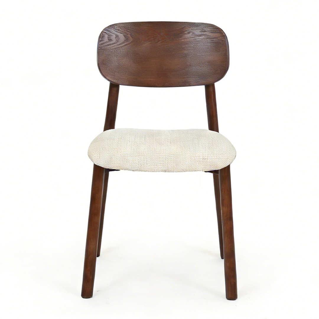 Wooden Dining Chairs in Set of 2 with Fabric Seat - Clara