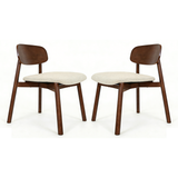 Wooden Dining Chairs in Set of 2 with Fabric Seat - Clara