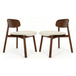 Wooden Dining Chairs in Set of 2 with Fabric Seat - Clara