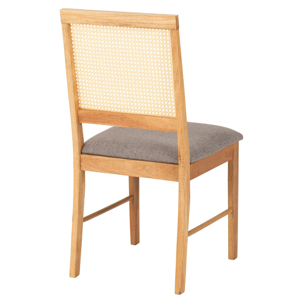 Wooden Dining Chairs In Set Of 2 With Fabric Seat - Ellis