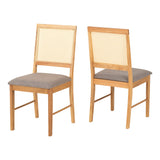 Wooden Dining Chairs In Set Of 2 With Fabric Seat - Ellis