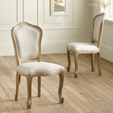 Wooden Dining Chairs in Set Of 2 With Natural Beige Back - Annika