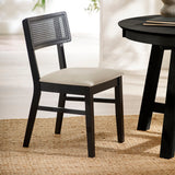 Wooden Dining Chairs in Set Of 2 With Natural Fabric Seat - Annika