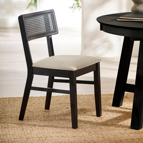 Wooden Dining Chairs in Set Of 2 With Natural Fabric Seat - Annika