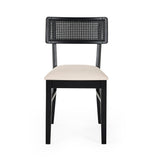 Wooden Dining Chairs in Set Of 2 With Natural Fabric Seat - Annika