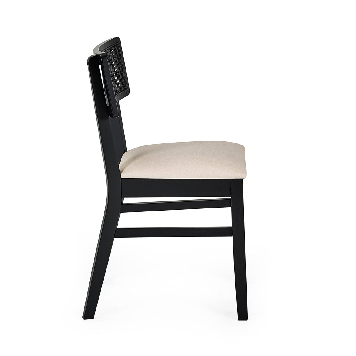 Wooden Dining Chairs in Set Of 2 With Natural Fabric Seat - Annika