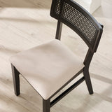 Wooden Dining Chairs in Set Of 2 With Natural Fabric Seat - Annika