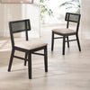 Wooden Dining Chairs in Set Of 2 With Natural Fabric Seat - Annika