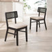 Wooden Dining Chairs in Set Of 2 With Natural Fabric Seat - Annika