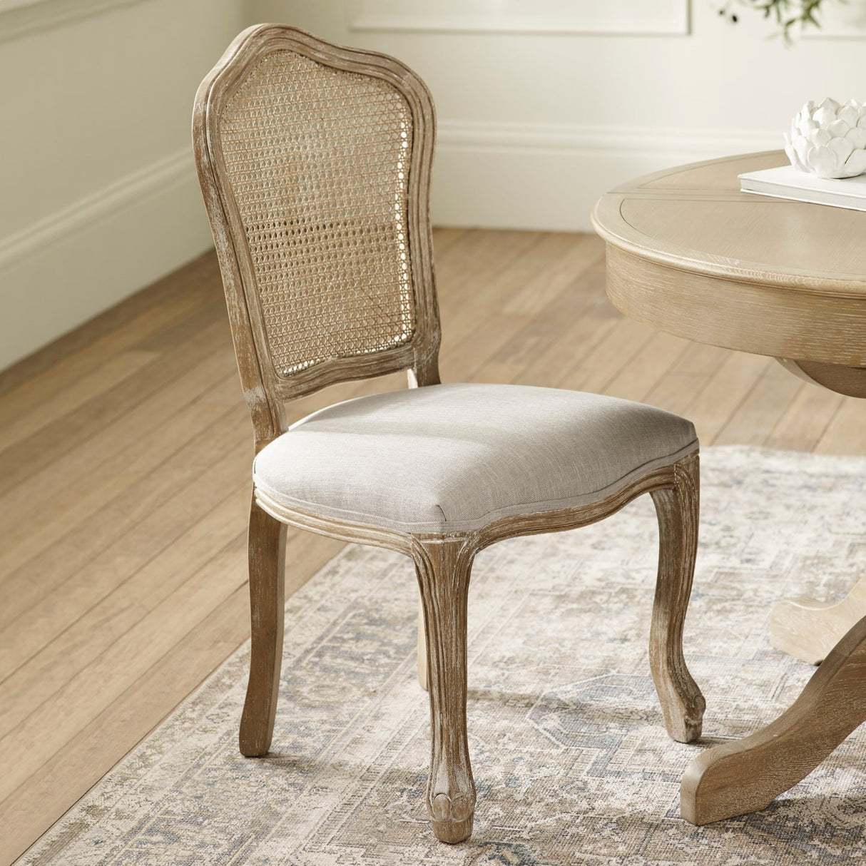 Wooden Dining Chairs in Set Of 2 With Rattan Back - Annika