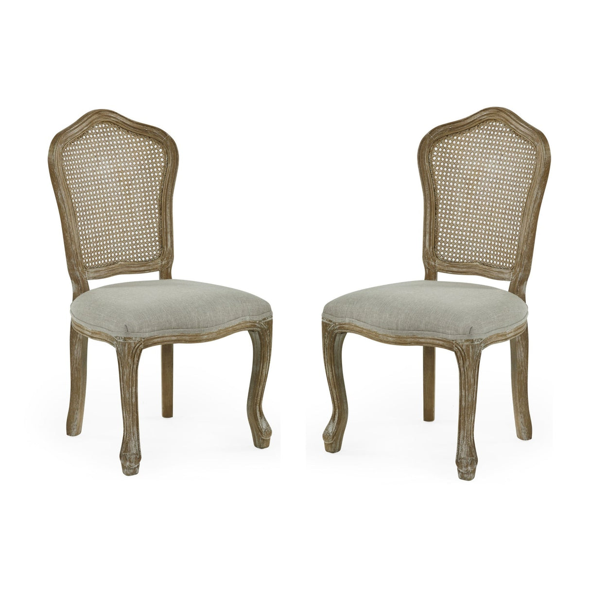Wooden Dining Chairs in Set Of 2 With Rattan Back - Annika
