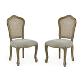 Wooden Dining Chairs in Set Of 2 With Rattan Back - Annika