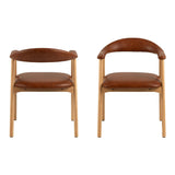 Wooden Dining Chairs in Set of 2 With Armrest And Faux Leather Seat - Addi