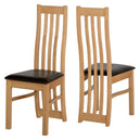 Wooden Dining Chairs With Brown Faux Leather Seat in Set Of 2 - Ainsley