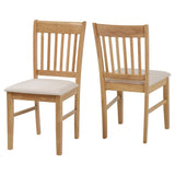 Wooden Dining Chairs With Fabric Seat in Set Of 2 - Oxford