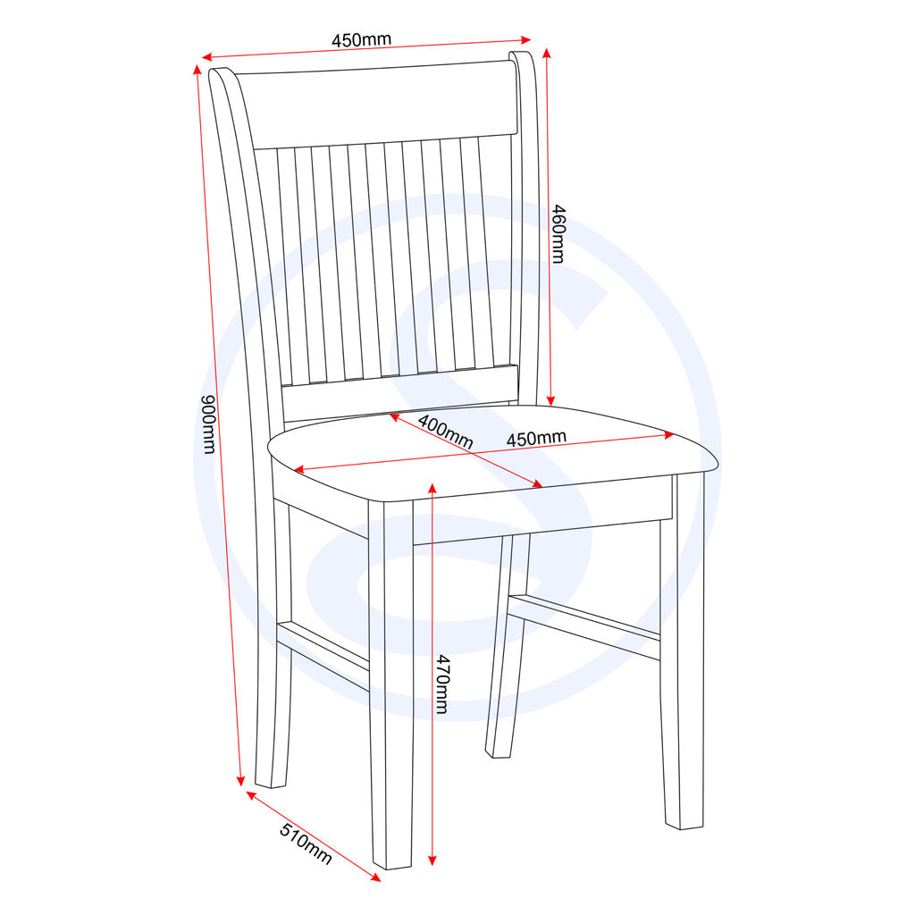 Wooden Dining Chairs With Fabric Seat in Set Of 2 - Oxford