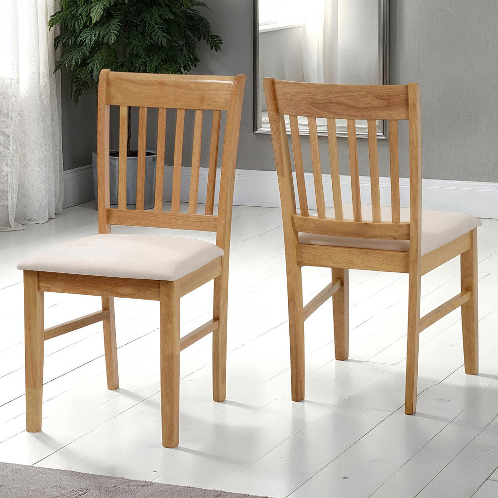 Wooden Dining Chairs With Fabric Seat in Set Of 2 - Oxford