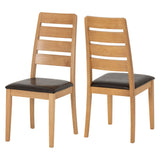 Wooden Dining Chairs With Faux Leather Seat in Set Of 2 - Logan