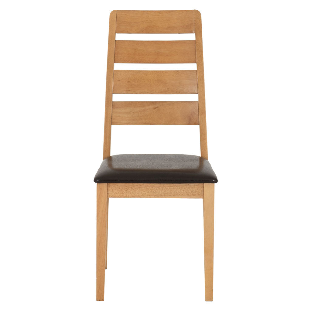 Wooden Dining Chairs With Faux Leather Seat in Set Of 2 - Logan