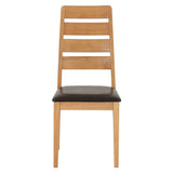 Wooden Dining Chairs With Faux Leather Seat in Set Of 2 - Logan