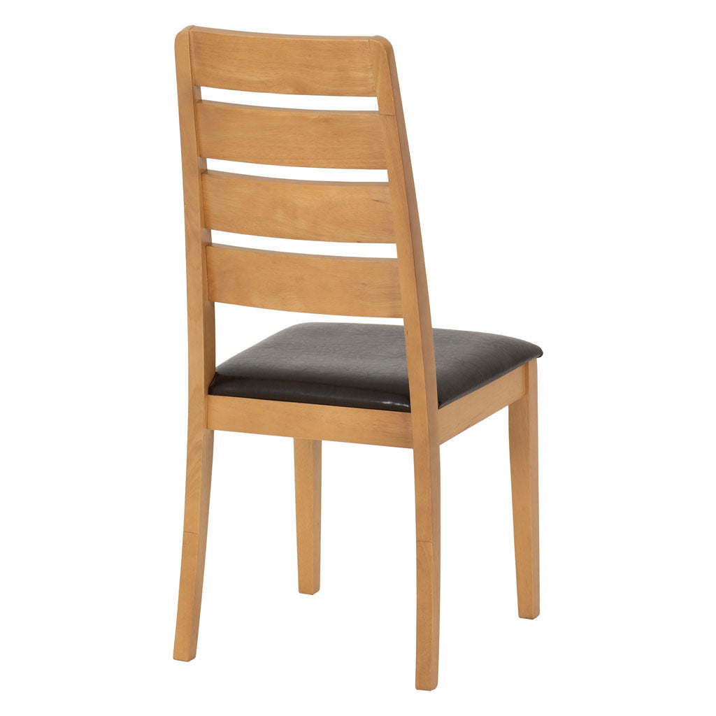 Wooden Dining Chairs With Faux Leather Seat in Set Of 2 - Logan