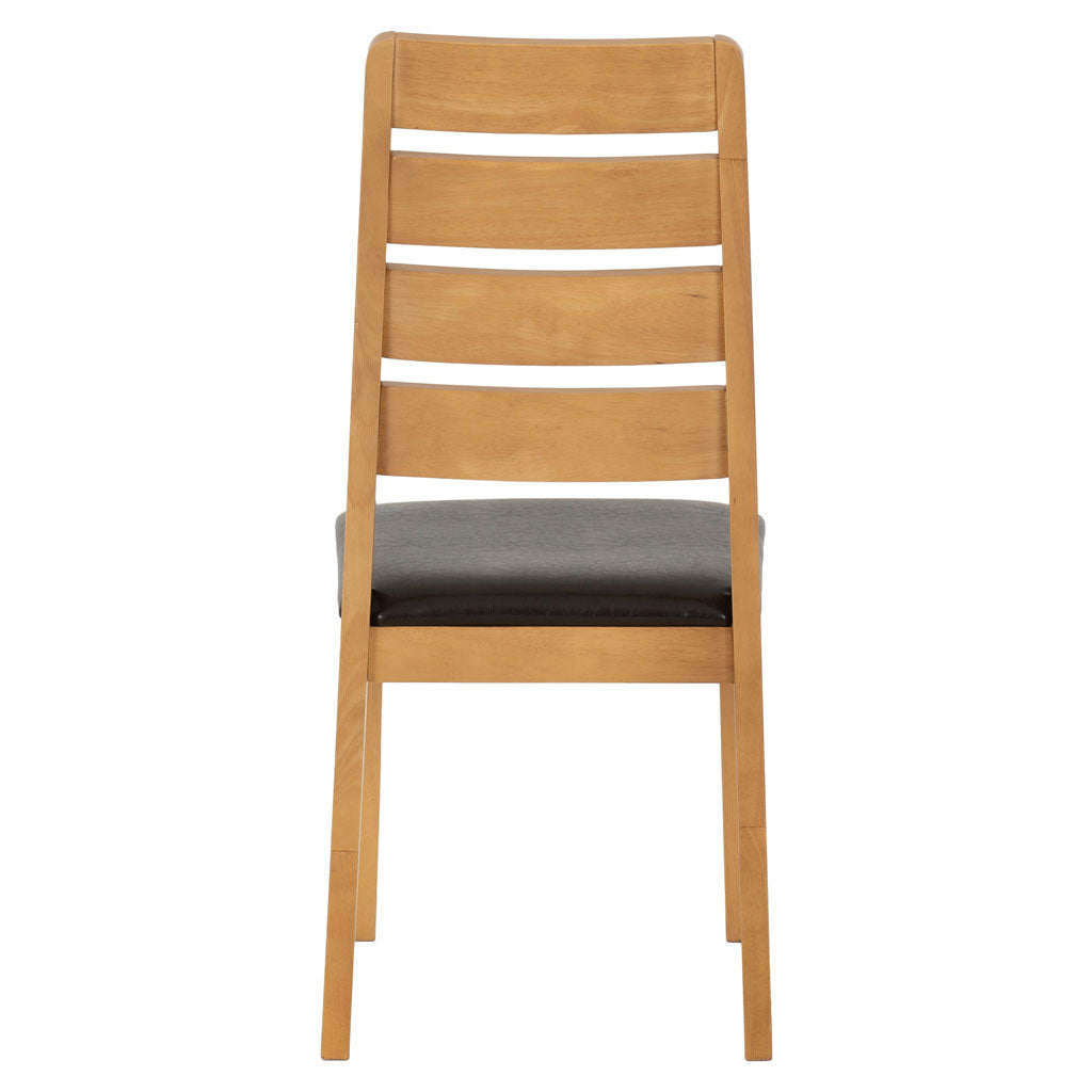 Wooden Dining Chairs With Faux Leather Seat in Set Of 2 - Logan