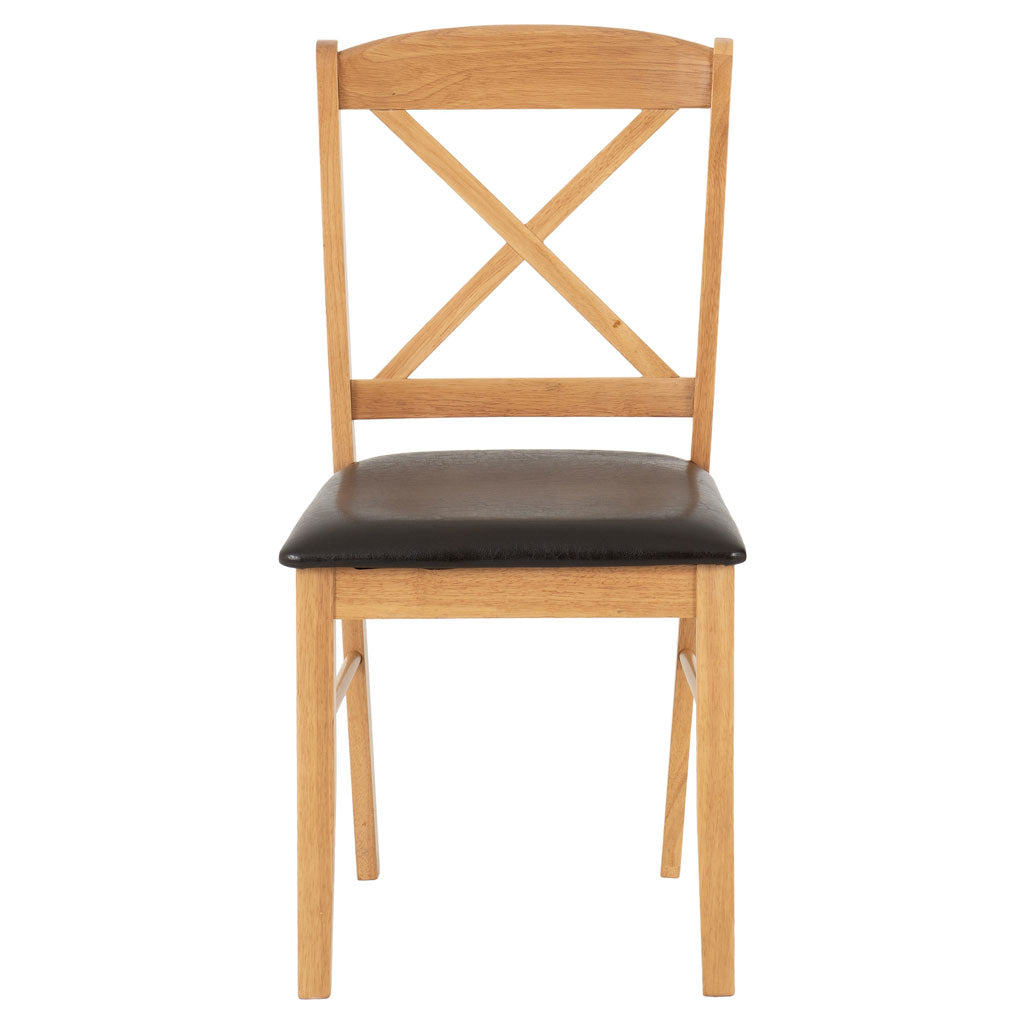 Wooden Dining Chairs With Faux Leather Seat in Set Of 2 - Mason