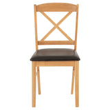 Wooden Dining Chairs With Faux Leather Seat in Set Of 2 - Mason