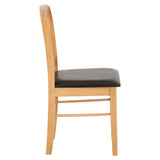 Wooden Dining Chairs With Faux Leather Seat in Set Of 2 - Mason