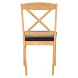 Wooden Dining Chairs With Faux Leather Seat in Set Of 2 - Mason