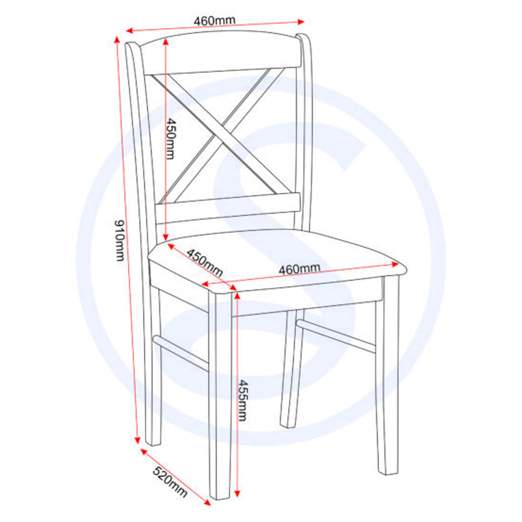 Wooden Dining Chairs With Faux Leather Seat in Set Of 2 - Mason