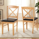 Wooden Dining Chairs With Faux Leather Seat in Set Of 2 - Mason