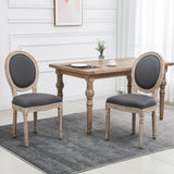 Wooden Dining Chairs With Polyester Fabric Seat in Set Of 2 - Velmora