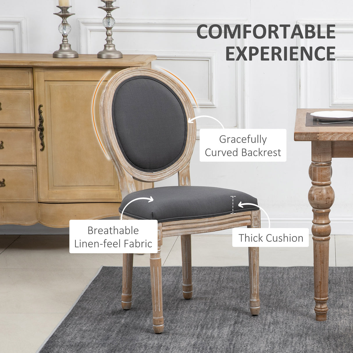 Wooden Dining Chairs With Polyester Fabric Seat in Set Of 2 - Velmora