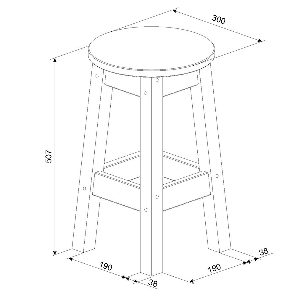 Wooden Dining Stool 30cm Round in Set Of 2 - Corona