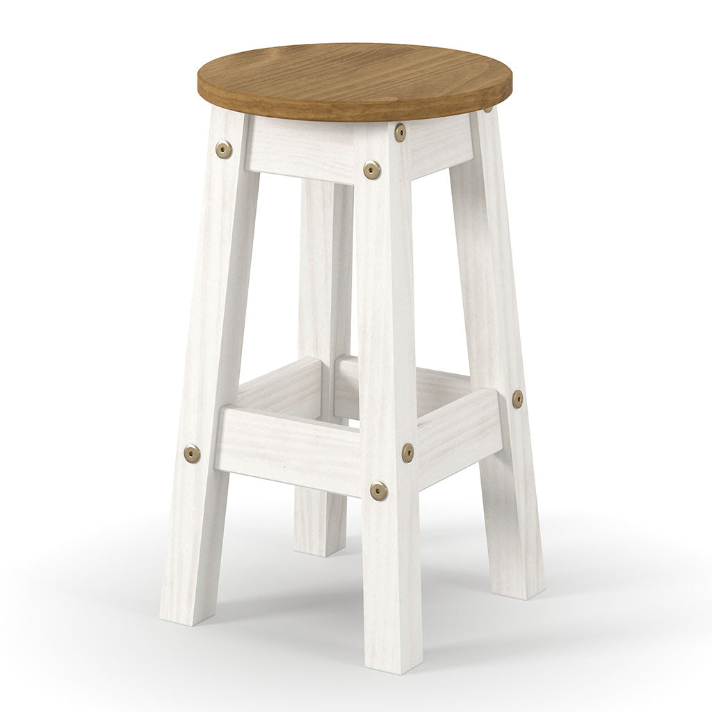 Wooden Dining Stool 30cm Round in Set Of 2 - Corona