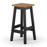Wooden Dining Stool 33.5cm Curved Edged Square in Set Of 2 - Corona