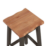 Wooden Dining Stool 33.5cm Curved Edged Square in Set Of 2 - Corona