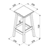 Wooden Dining Stool 33.5cm Curved Edged Square in Set Of 2 - Corona