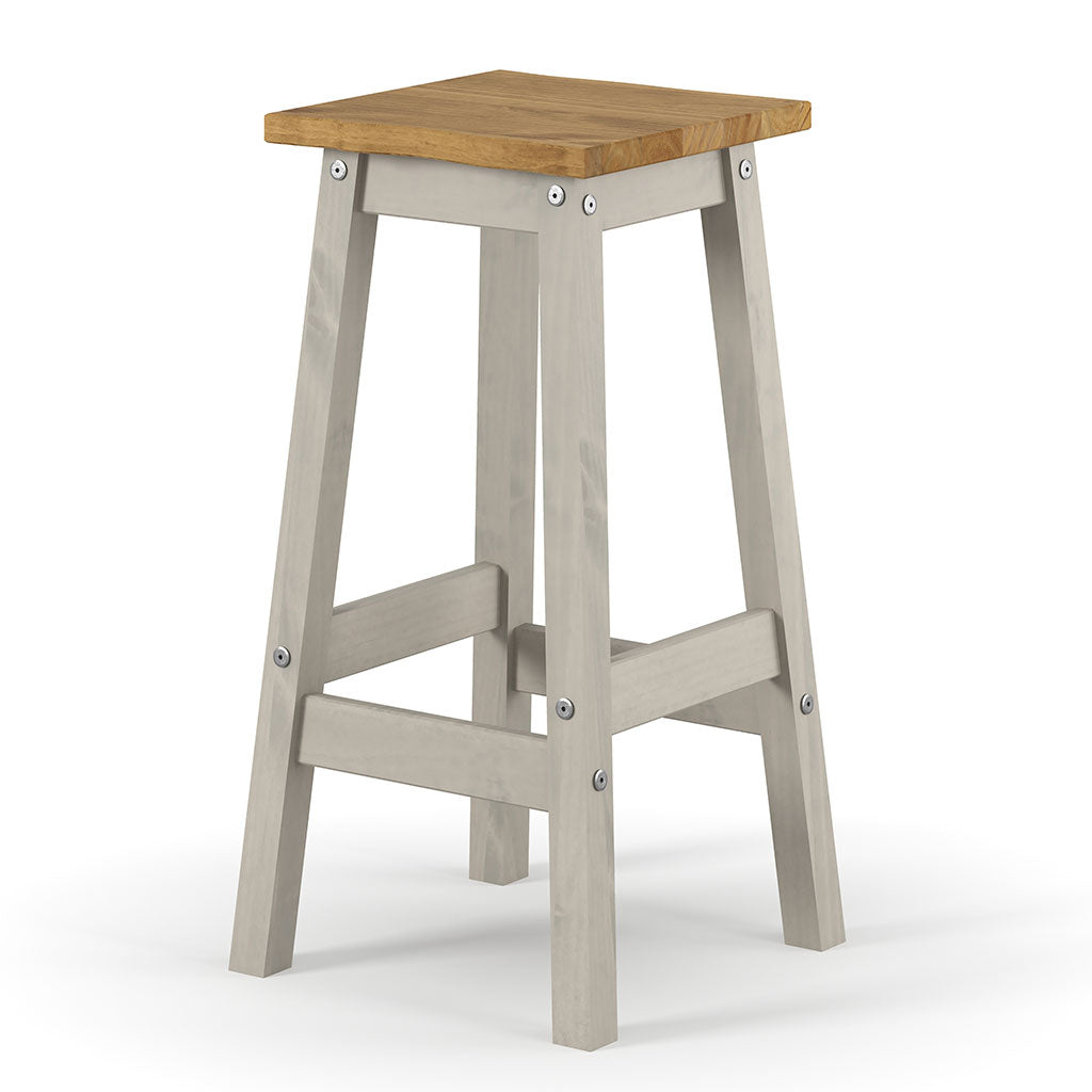 Wooden Dining Stool 33.5cm Curved Edged Square in Set Of 2 - Corona