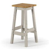 Wooden Dining Stool 33.5cm Curved Edged Square in Set Of 2 - Corona
