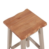 Wooden Dining Stool 33.5cm Curved Edged Square in Set Of 2 - Corona