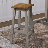 Wooden Dining Stool 33.5cm Curved Edged Square in Set Of 2 - Corona