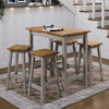 Wooden Dining Table 100cm Wide Curved Edged With 4 Dining Stools - Corona